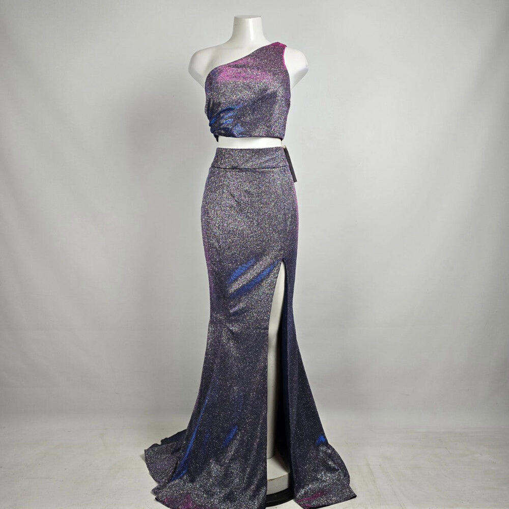Les Demoiselle Navy Sparkle Two Piece Eventwear Gown Size 10 Style JX5058